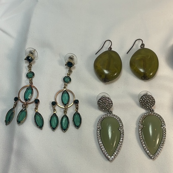 Lot of 5 Vintage 1980s Green Earrings - Picture 4 of 4